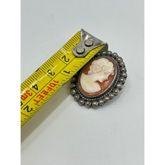 Sterling Silver Cameo Pendant Genuine Carved Genuine Shell with Sterling Setting - Picture 6 of 6